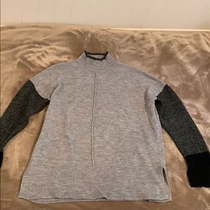 Gray turtleneck colorblocked sweater